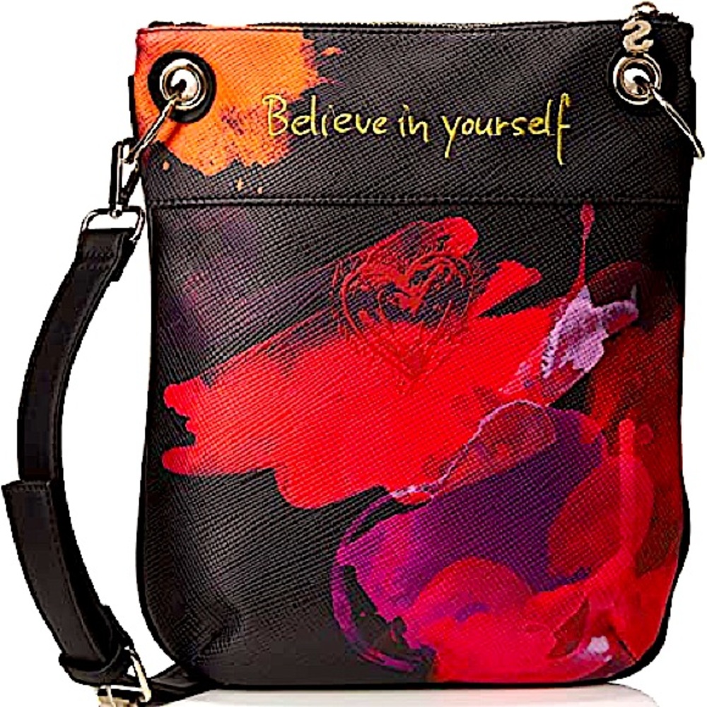 Desidual ‘Believe In Yourself’ Red Black Bag Purse